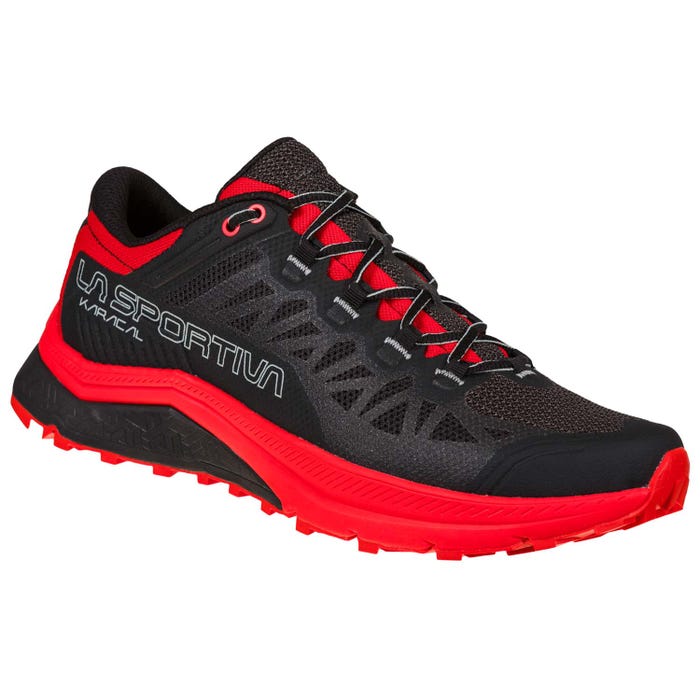 Black/Goji Men's La Sportiva Karacal Mountain Running Shoes | 82637-QDLP