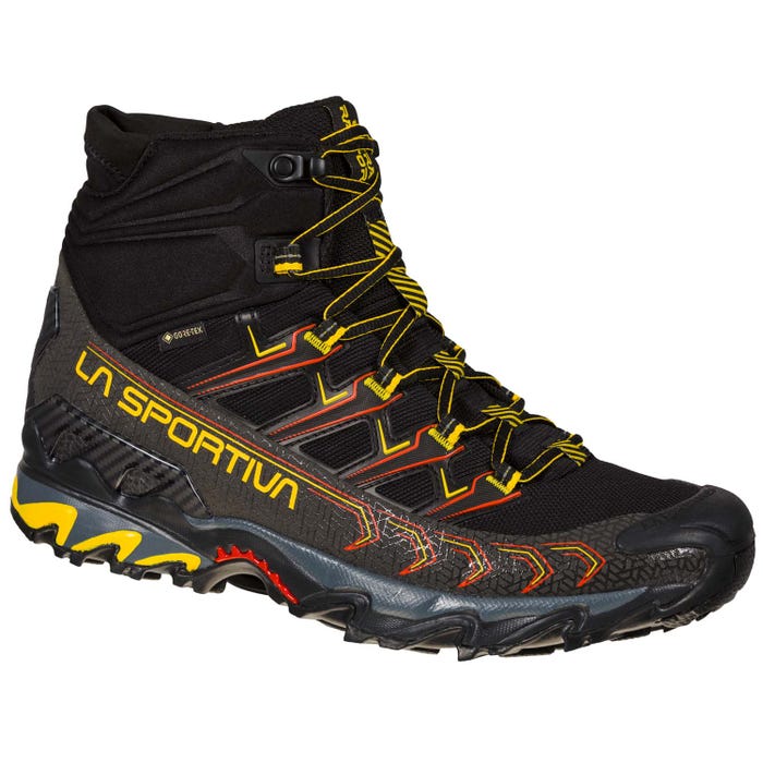 Black/Yellow Men's La Sportiva Ultra Raptor II Mid GTX Hiking Boots | 95734-PDFJ