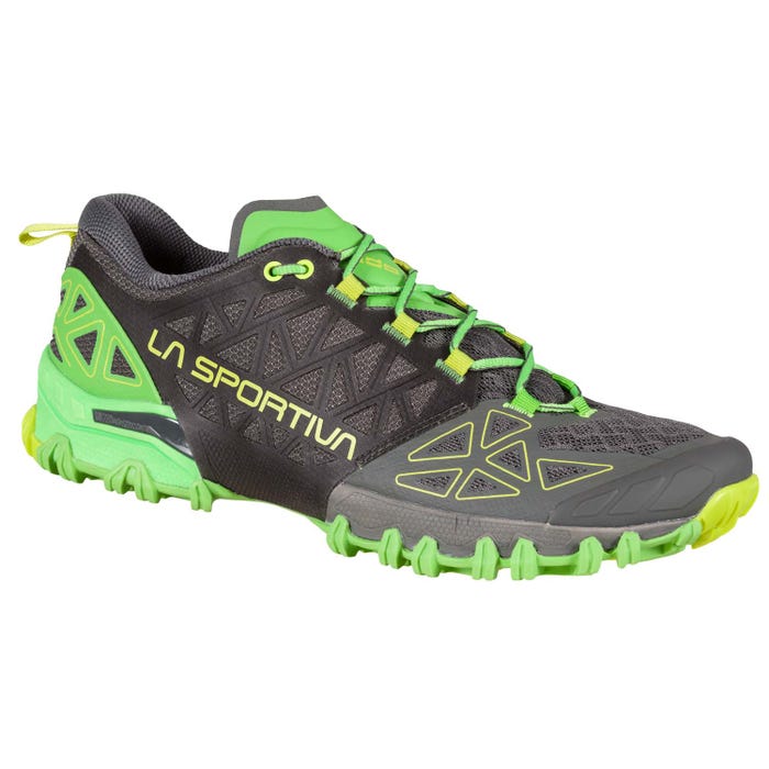 Metal/Flash Green Men's La Sportiva Bushido II Mountain Running Shoes | 86371-NIQS