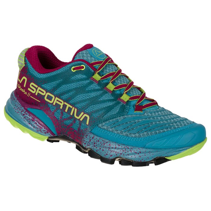 Topaz/Red Plum Women's La Sportiva Akasha II Mountain Running Shoes | 53812-ADKG