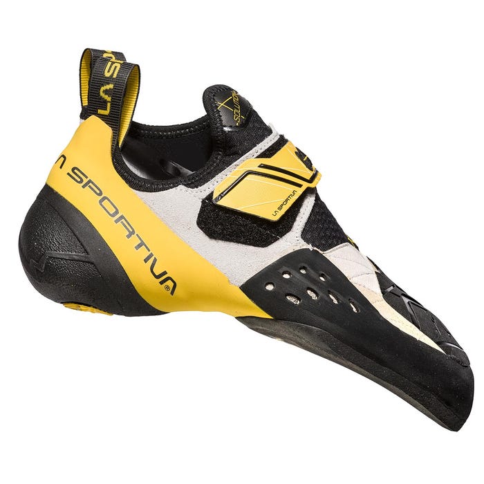 White/Yellow Men's La Sportiva Solution Climbing Shoes | 04637-CEFZ